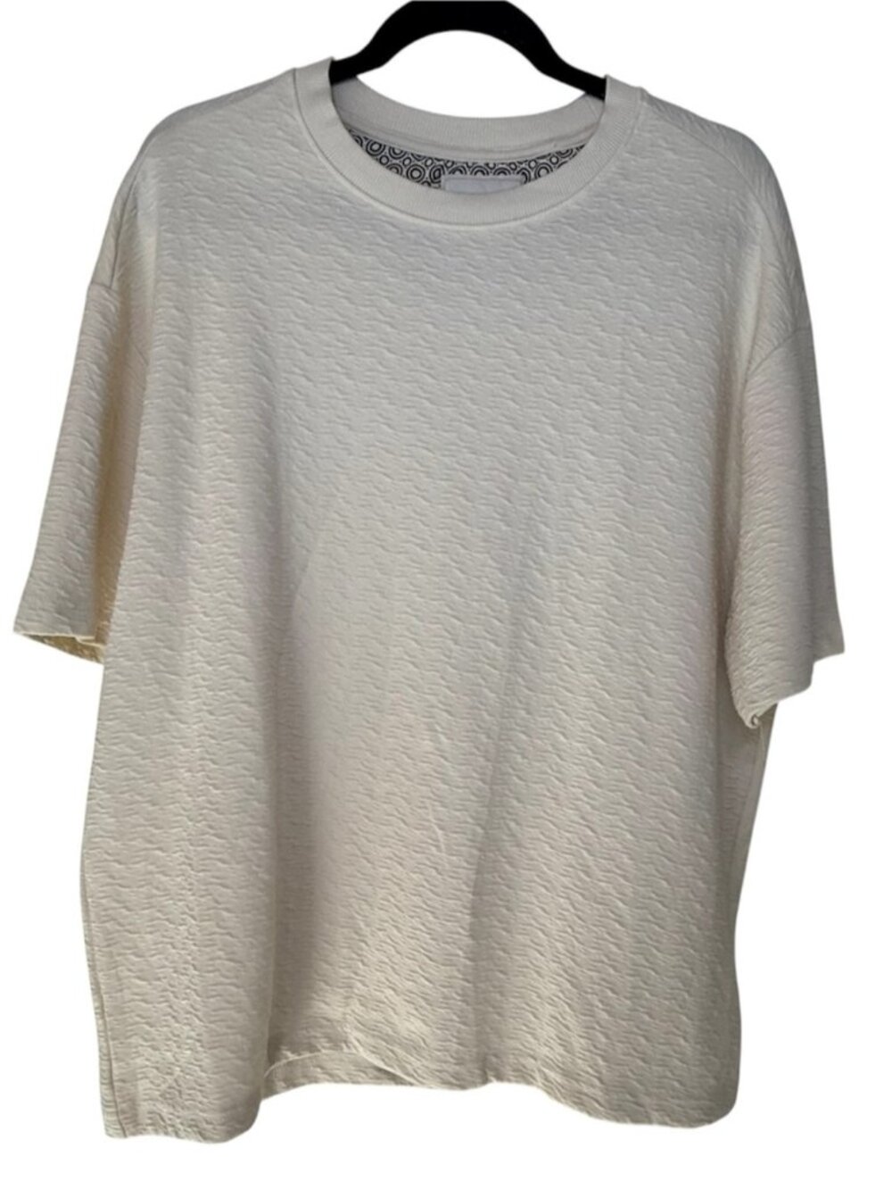 Denim & Flower Ricky Singh Short Sleeve Textured Relaxed Tee in Cream - Men’s